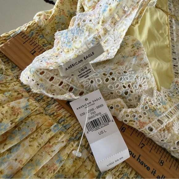 American Eagle Cottage Ruffle Yellow Floral dress - Picture 6 of 6